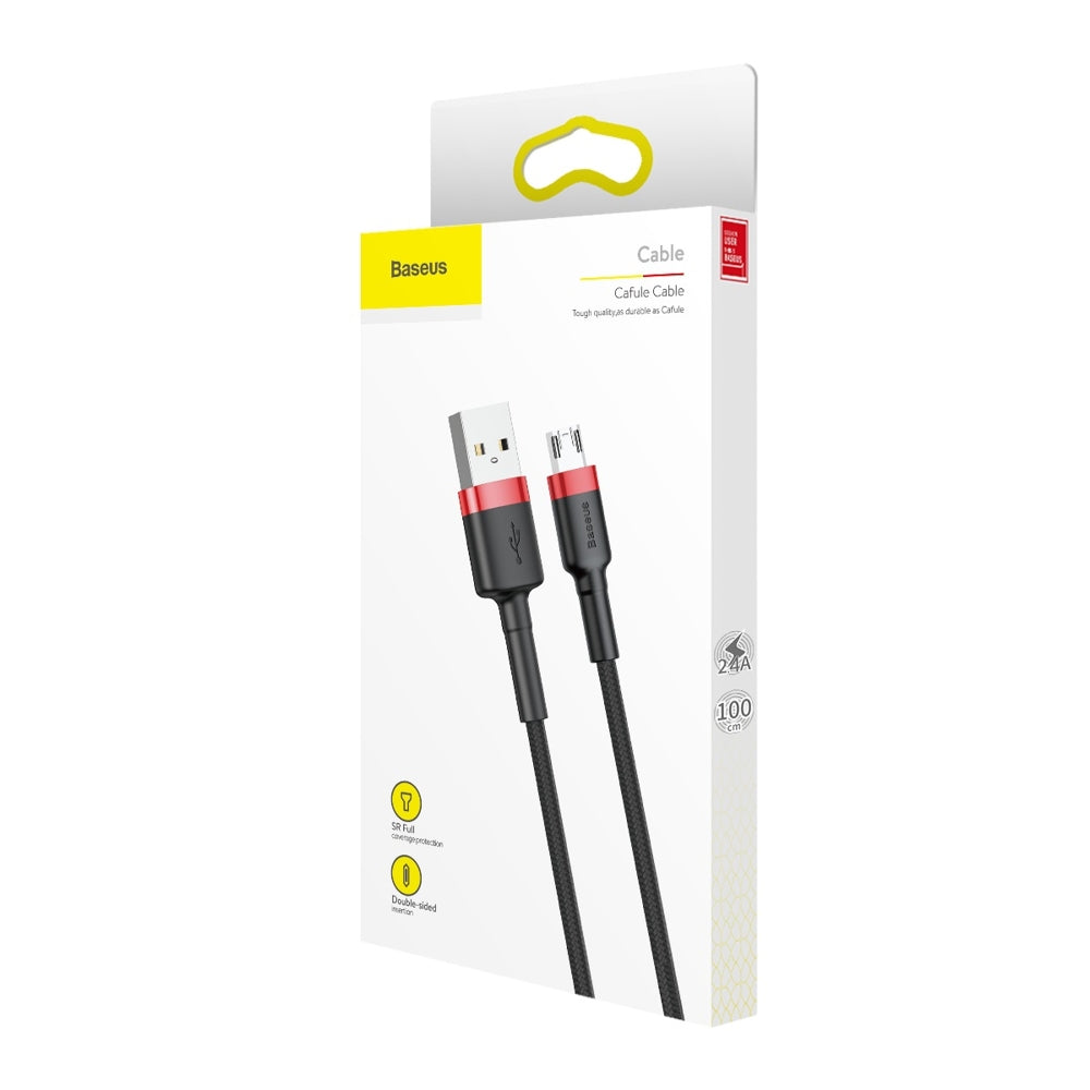 USB-A til microUSB data- og opladningskabel Baseus Cafule, 18W, 1m, Rød CAMKLF-B91
