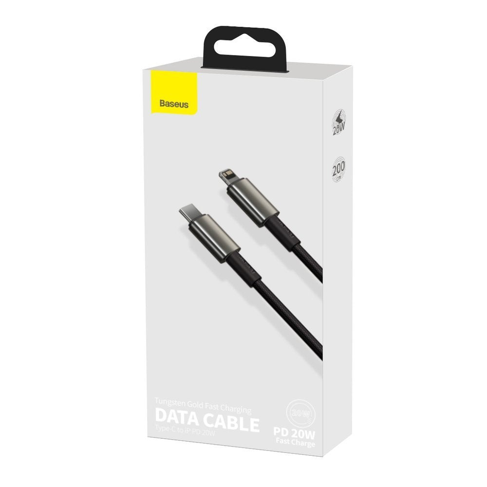 Data and Charging Cable USB-C - Lightning Baseus Tungsten Tungsten Gold, 20W, 2m, Black CATLWWJ-A01