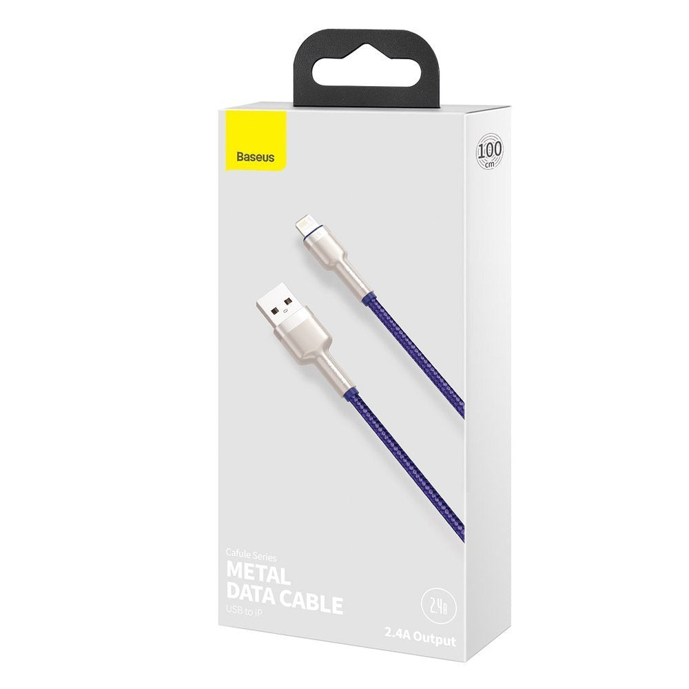 Data- og opladningskabel USB-A - Lightning Baseus Cafule Metal Series, 18W, 1m, Lilla CALJK-A05