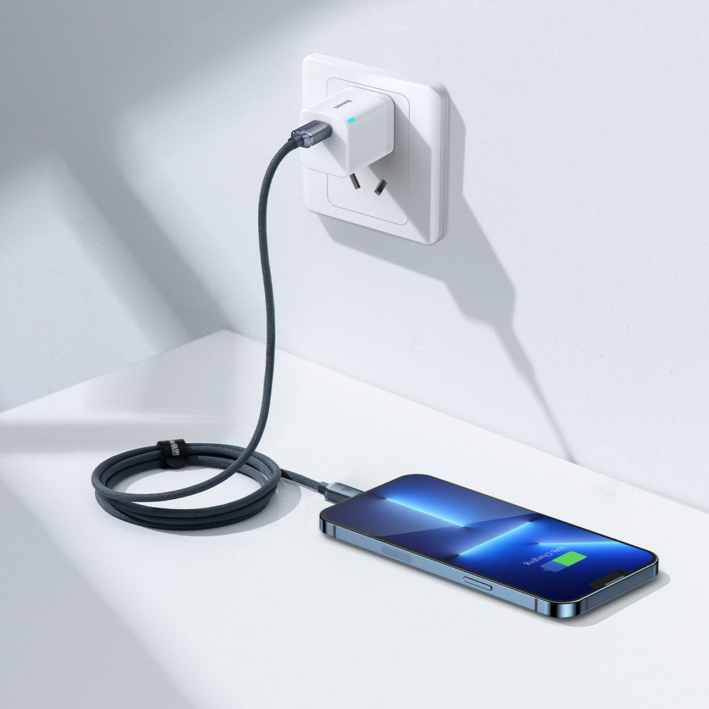 Data- og opladningskabel USB-C - Lightning Baseus Crystal Shine Series, 20W, 1.2m, Sort CAJY000201