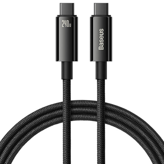 USB-C data- og opladningskabel - USB-C Baseus Tungsten Gold, 240W, 2m, sort CAWJ04010101