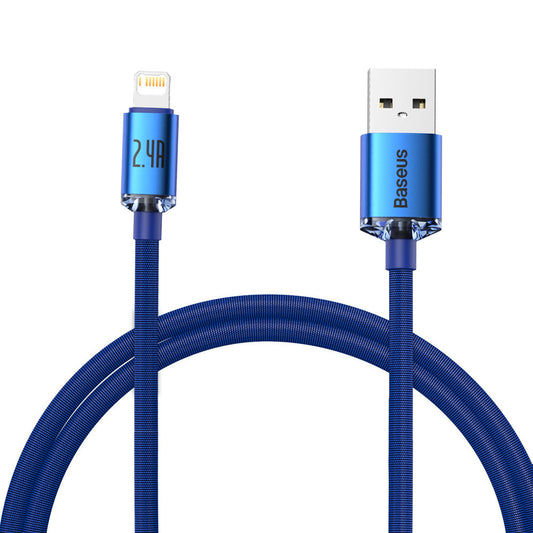Baseus Crystal Shine Series USB-A - Lightning Data and Charging Cable, 18W, 1.2m, Blue CAJYY000003