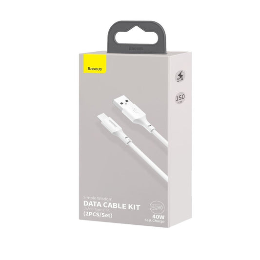 USB-A til USB-C Baseus data- og opladningskabel, 40W, 1,5 m, hvid TZCATZJ-02