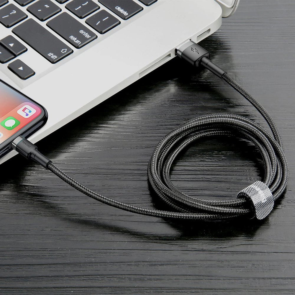 Data- og opladningskabel USB-A - Lightning Baseus Cafule, 18W, 0,5m, Grå CALKLF-AG1