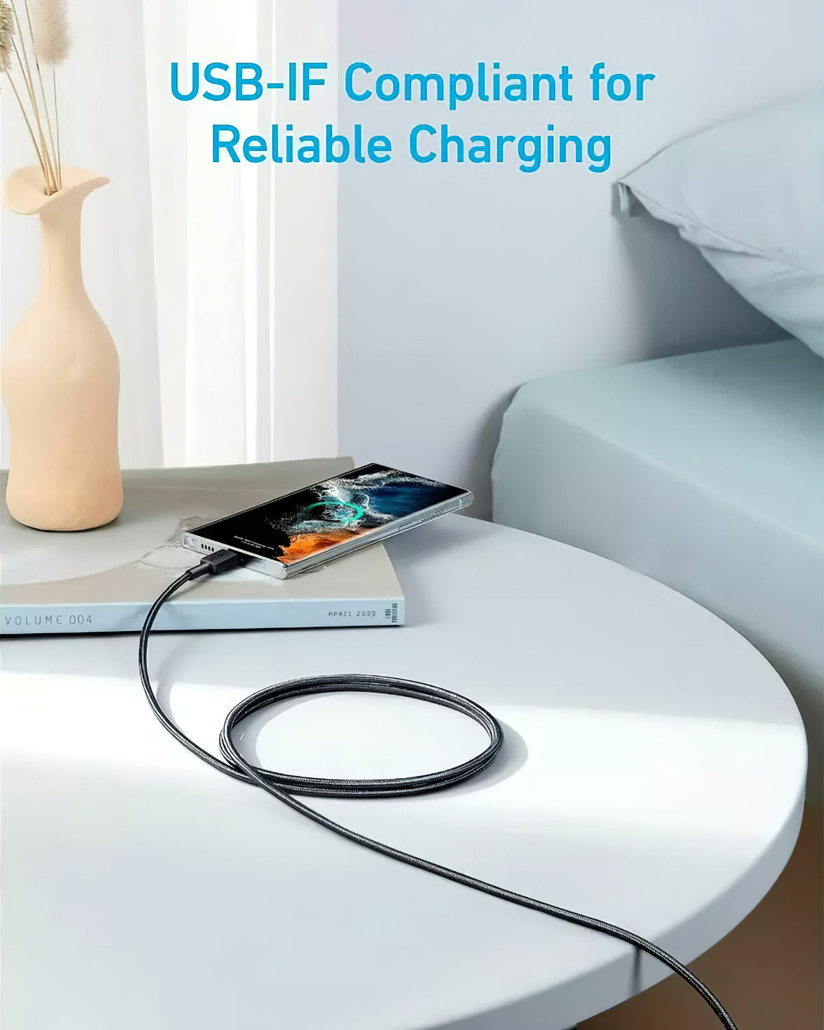 Data- og opladningskabel USB-C - USB-C Anker 322, 60W, 1.8m, Sort A81F6G11