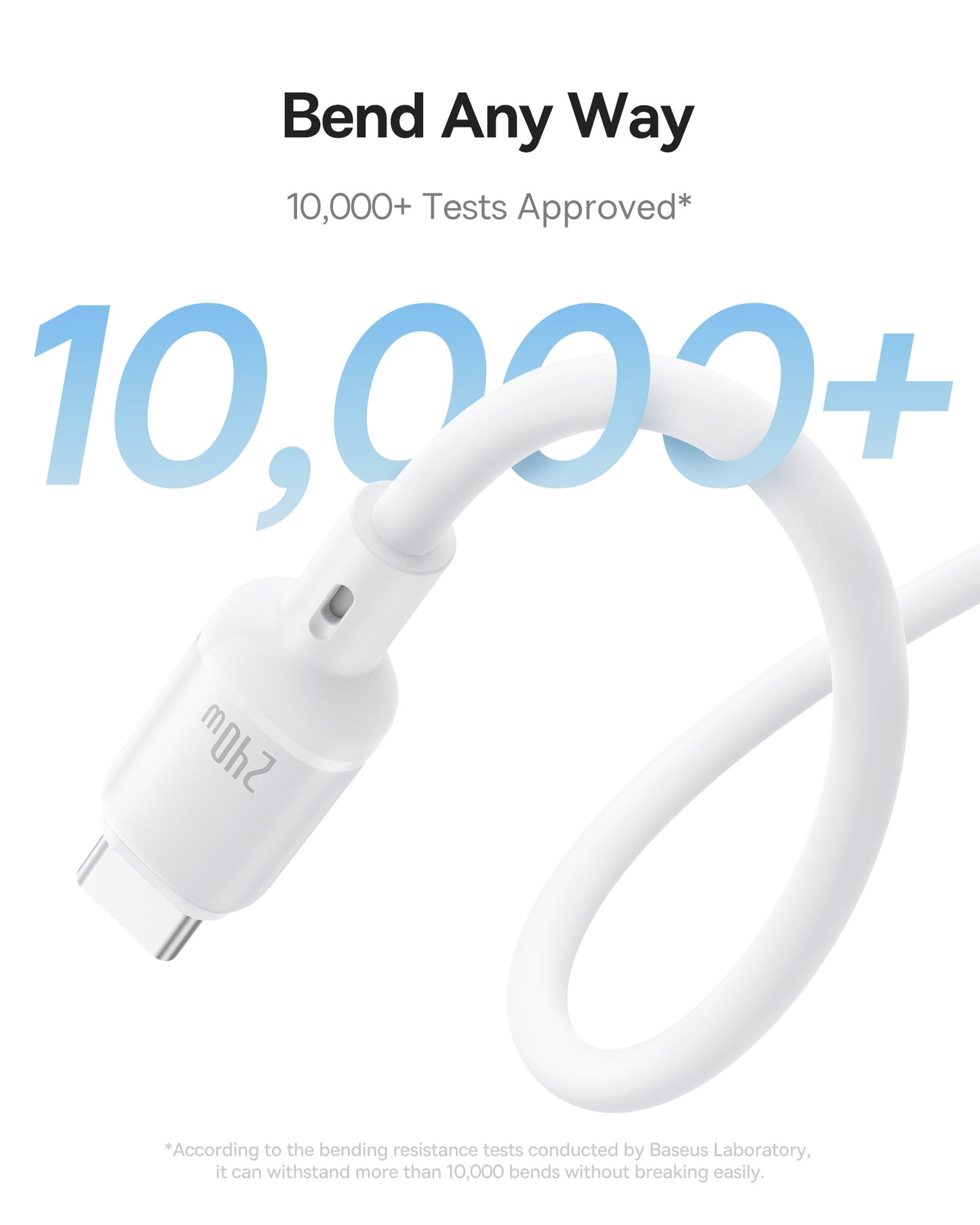 USB-C - USB-C Baseus PicoGo data- og opladningskabel, 240W, 1m, Hvid P10376800211-00