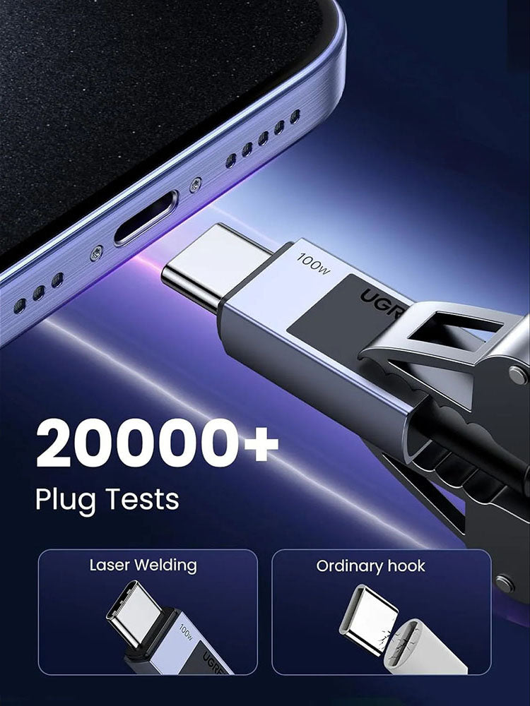 Data- og opladningskabel USB-C - USB-C UGREEN L512, 100W, 0,5m, Grå