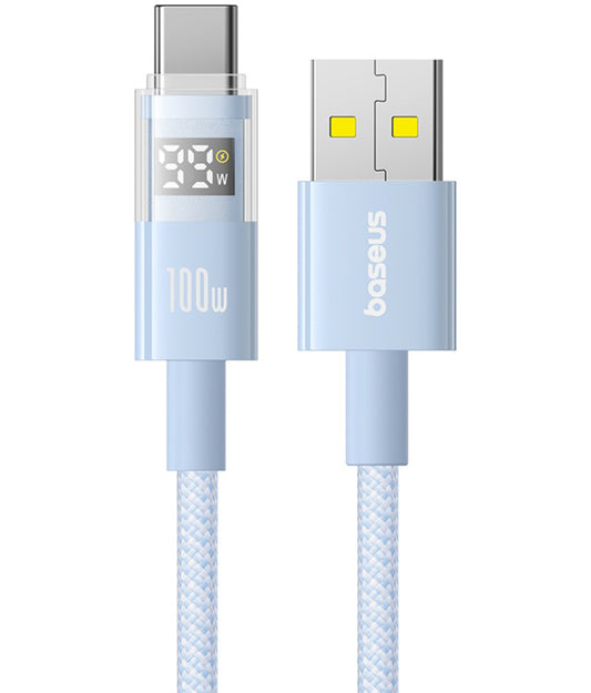Data- og opladningskabel USB-A - USB-C Baseus Display 2, 100W, 1m, Blå P10382701311-00