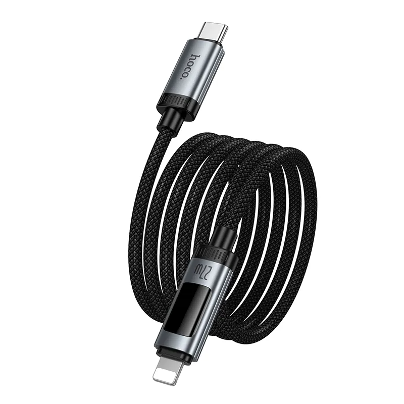 Data- og opladningskabel USB-C - Lightning HOCO Display U148, 27W, 1.2m, Sort