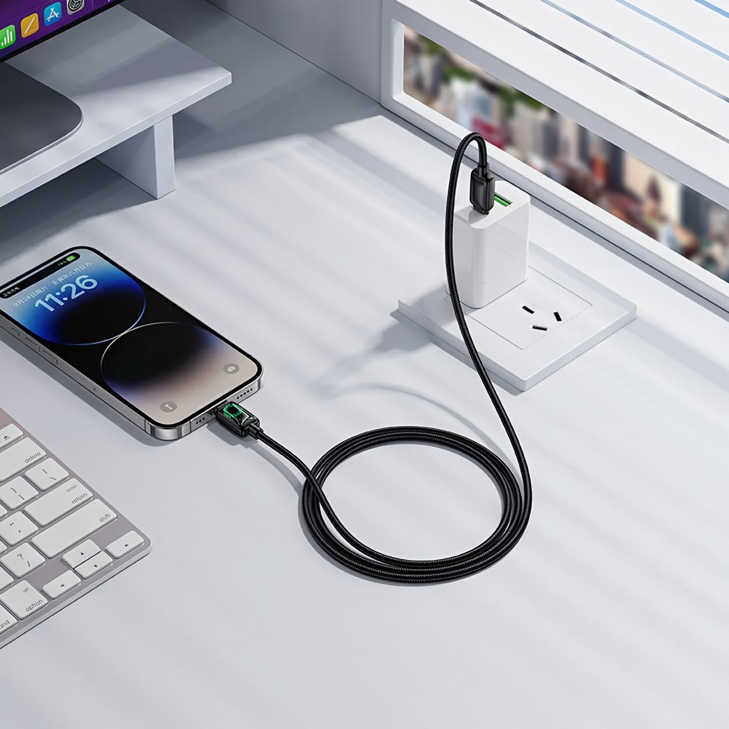 Data- og opladningskabel USB-C - Lightning HOCO U146, 30W, 1.2m, Sort
