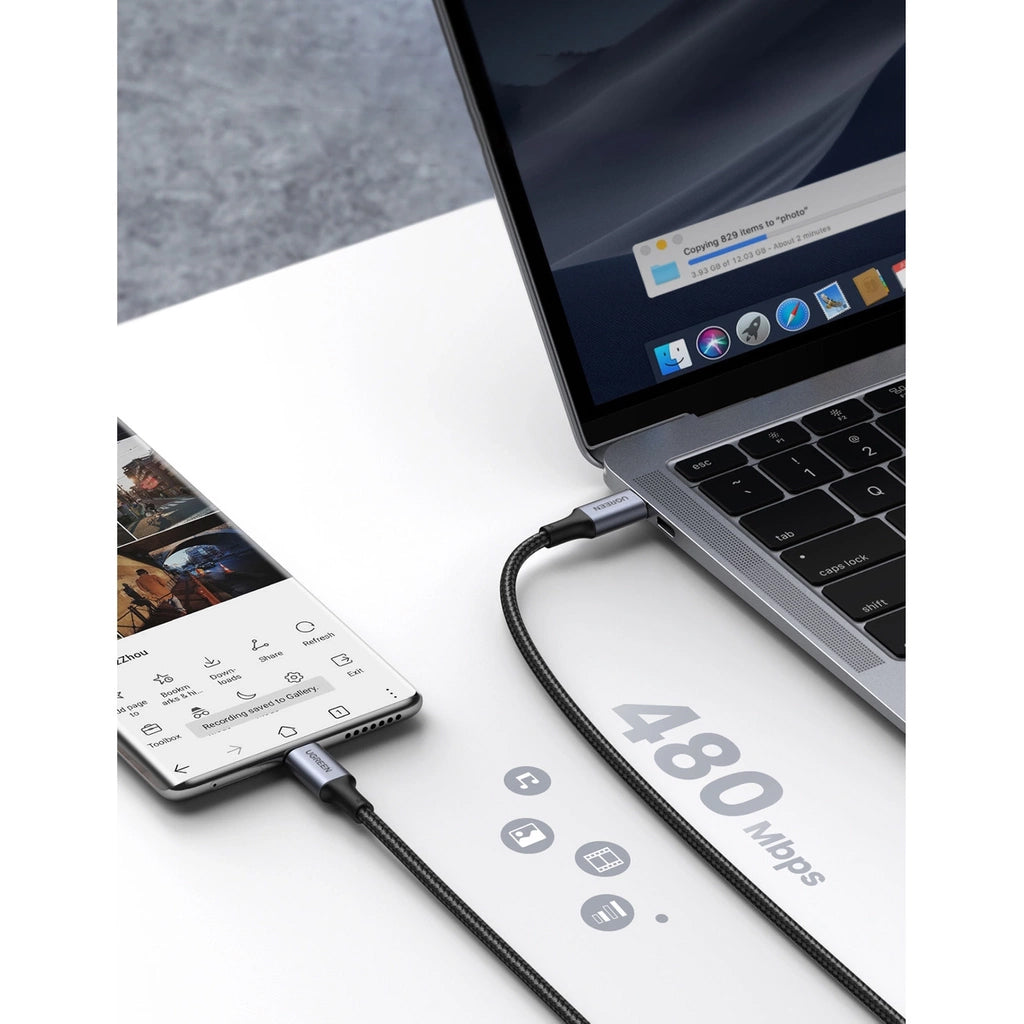 Data- og opladningskabel USB-C - USB-C UGREEN US316, 100W, 0,5m, Grå