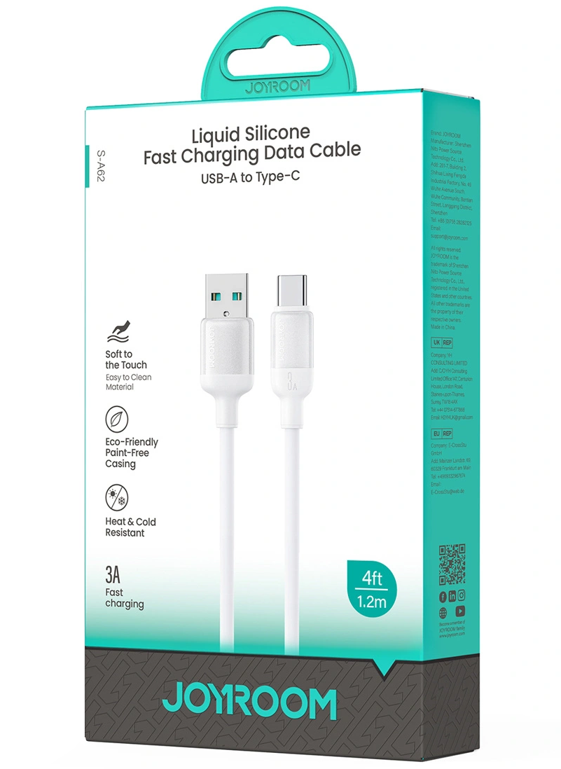 USB-A til USB-C data- og opladningskabel Joyroom S-A62 Lively, 18W, 1,2m, hvid