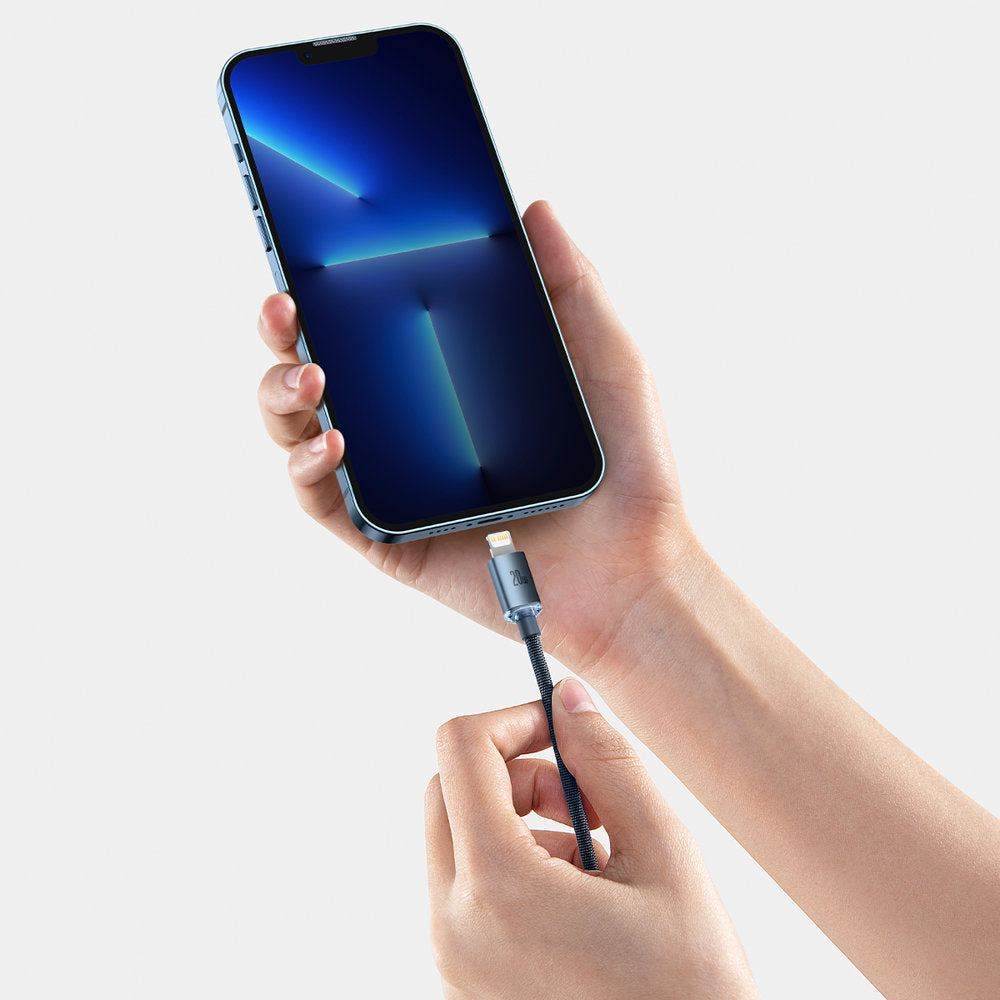 Data- og opladningskabel USB-C - Lightning Baseus Crystal Shine Series, 20W, 1.2m, Sort CAJY000201