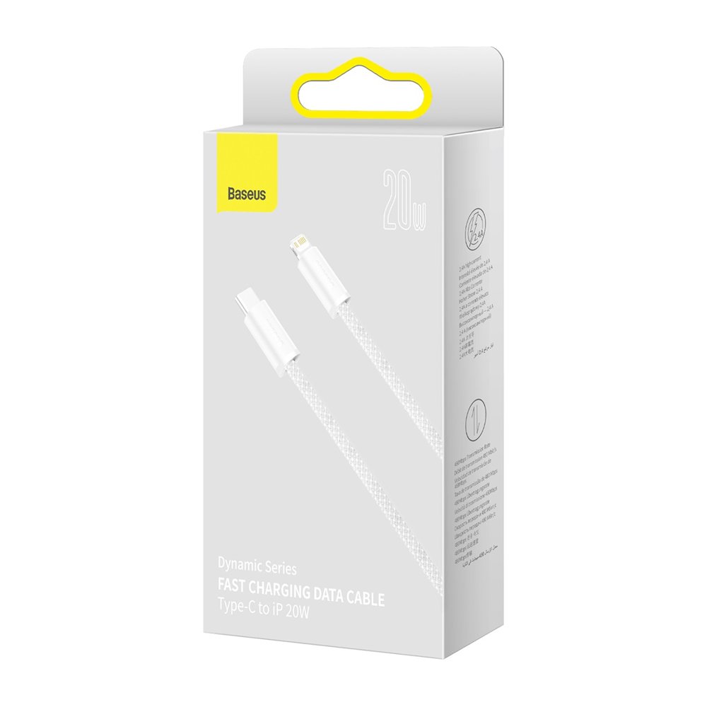 USB-C - Lightning Baseus Dynamic Fast Charging data- og opladningskabel, 20W, 1m, hvid CALD000002