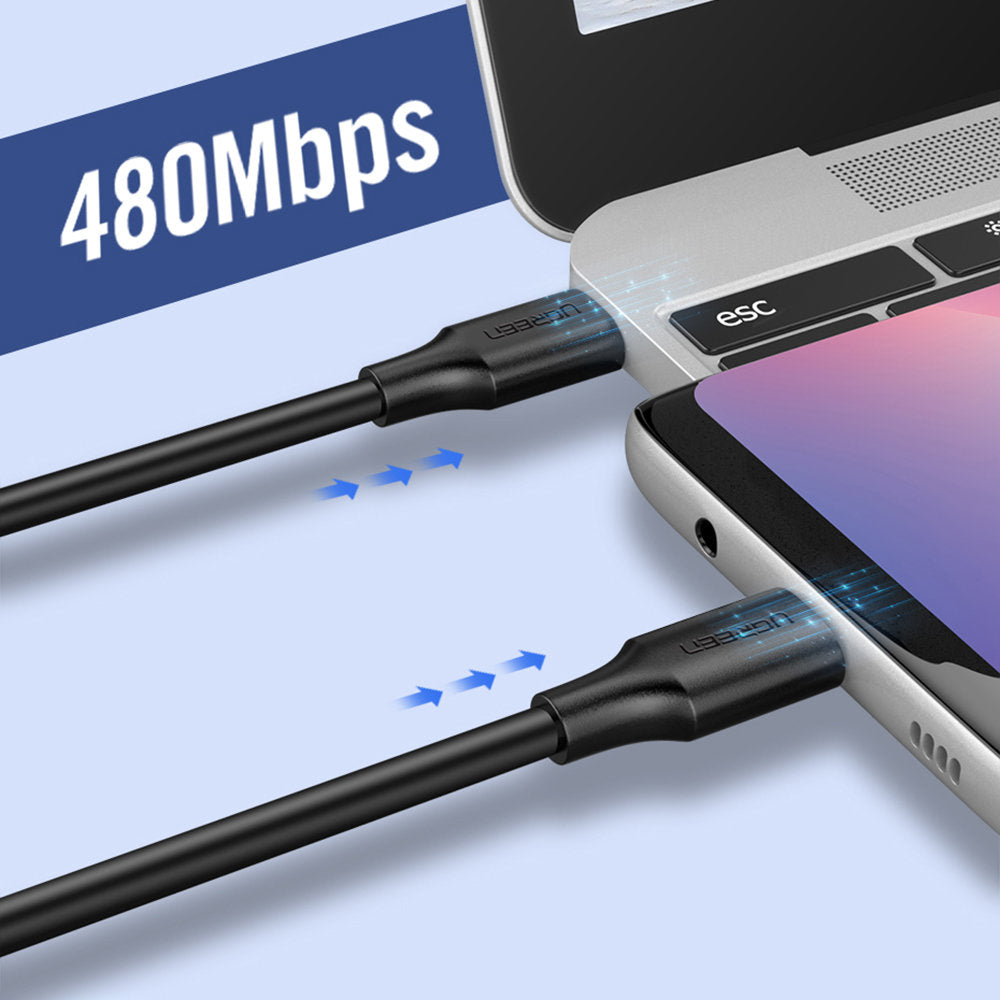 USB-C data- og opladningskabel - USB-C UGREEN US286, 60W, 2m, Sort