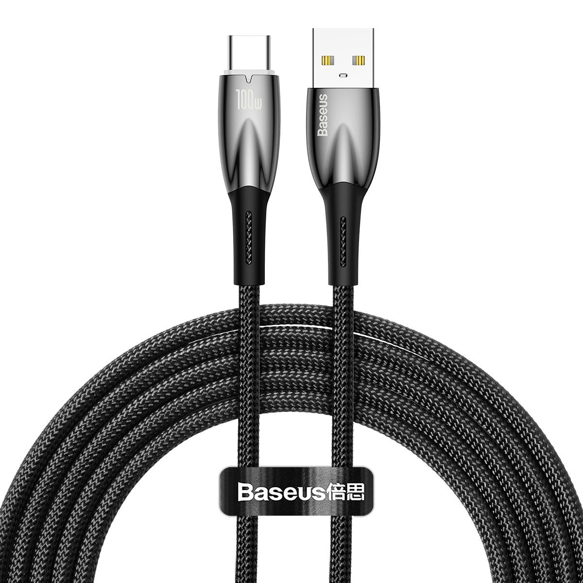 USB-A til USB-C Baseus Glimmer Series data- og opladningskabel, 100W, 2m, sort CADH000501 CADH000501