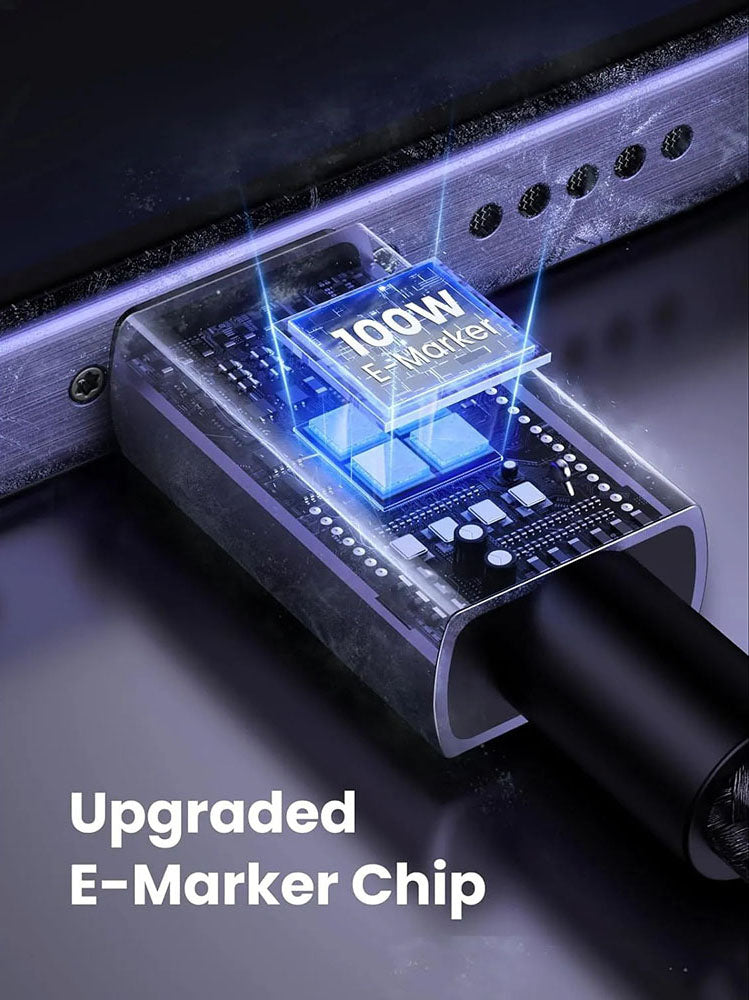 Data- og opladningskabel USB-C - USB-C UGREEN L512, 100W, 0,5m, Grå