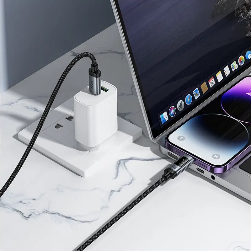 Data- og opladningskabel USB-C - Lightning HOCO Display U148, 27W, 1.2m, Sort
