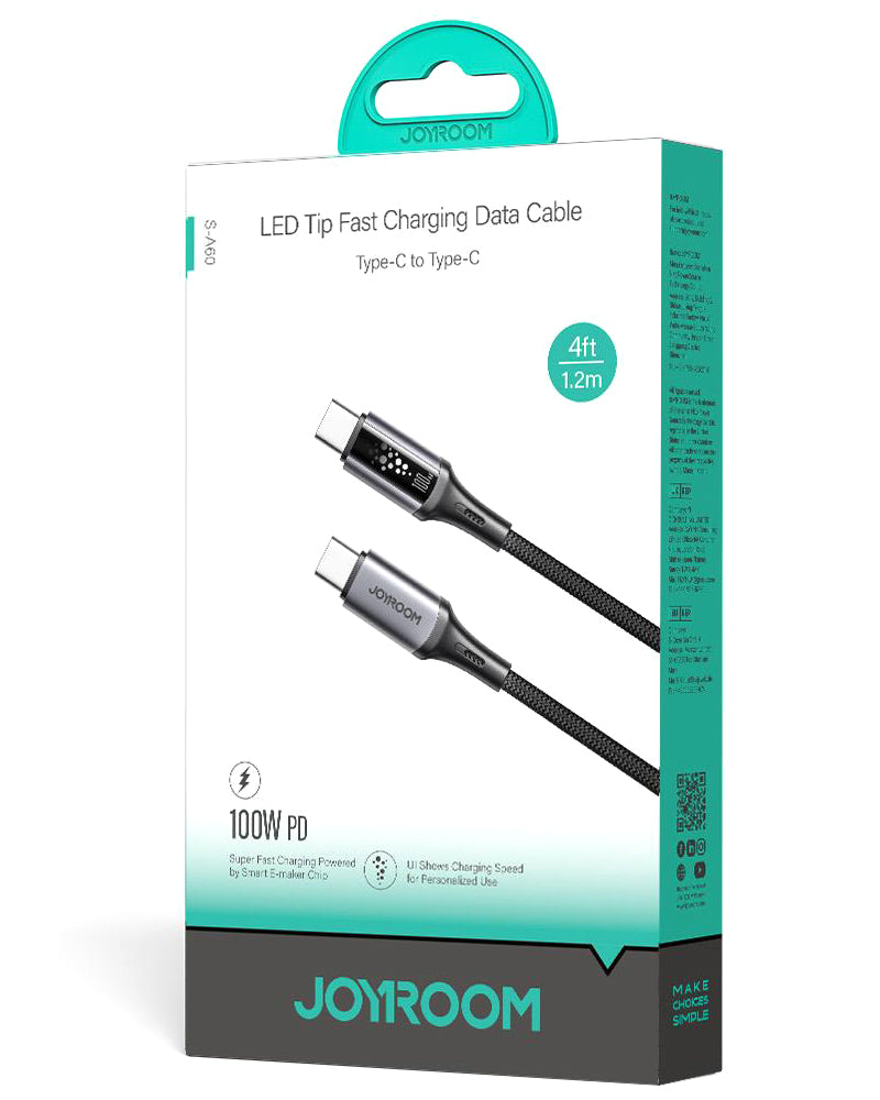 USB-C data- og opladningskabel - USB-C Joyroom S-A60 StarTalk, 100W, 1.2m, Sort