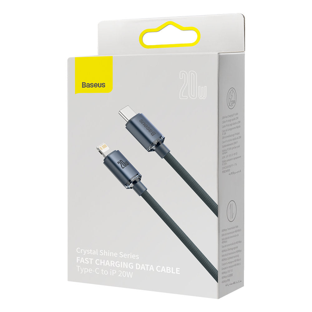 Data- og opladningskabel USB-C - Lightning Baseus Crystal Shine Series, 20W, 1.2m, Sort CAJY000201