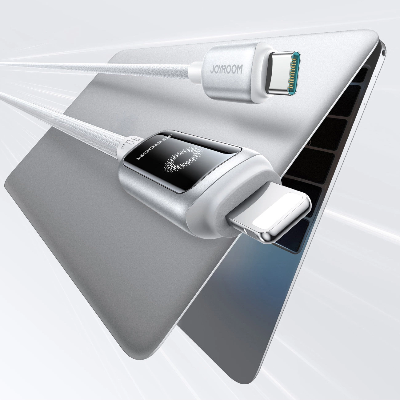 Data- og opladningskabel USB-C - Lightning Joyroom S-A55 StarFlight Display, 30W, 1.2m, Hvid