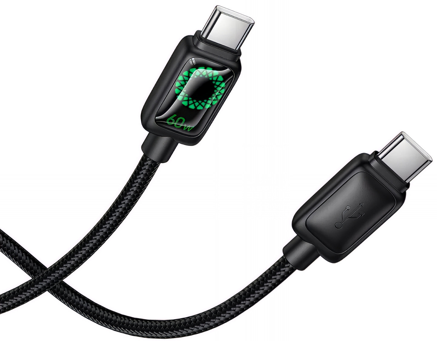 USB-C Data- og Opladningskabel - USB-C HOCO U146, 60W, 1.2m, Sort