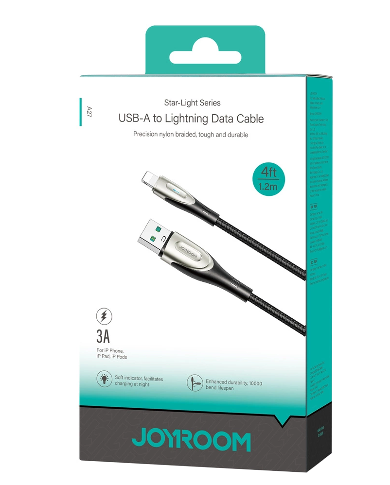 USB-A til Lightning data- og opladningskabel Joyroom SA31-AL3, 18W, 1,2m, sort