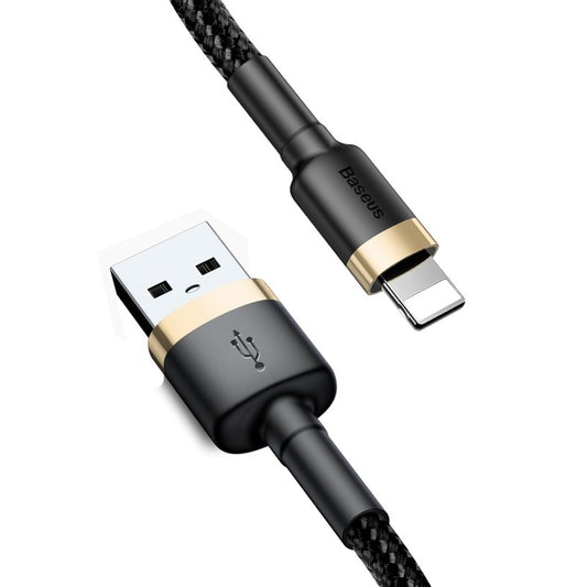Data- og opladningskabel USB-A - Lightning Baseus Cafule, 18W, 2m, Guld CALKLF-CV1