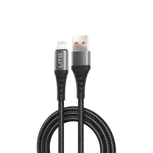Data- og opladningskabel USB-A - Lightning Lito LD22L, 18W, 2m, Sort