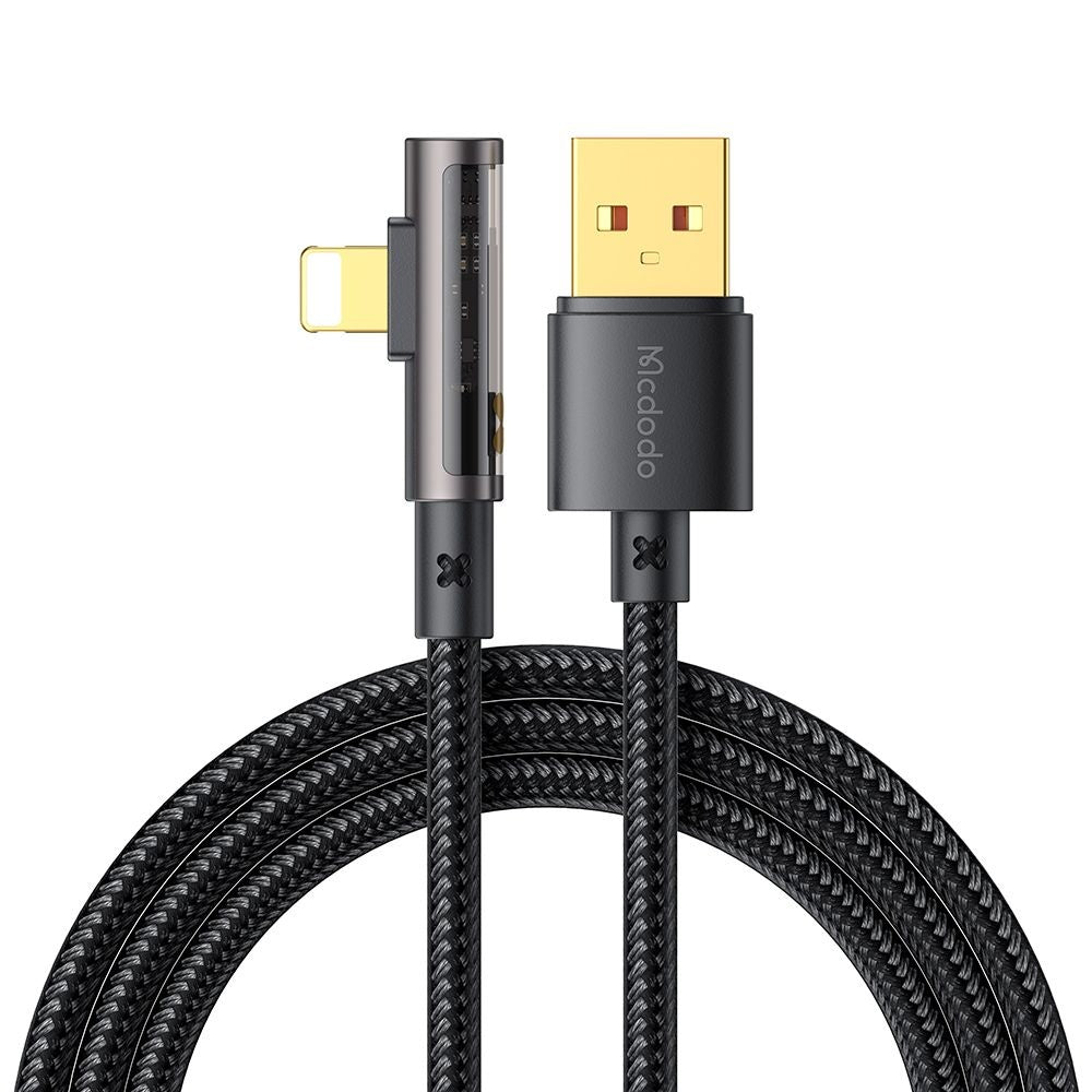 Data- og opladningskabel USB-A - Lightning McDodo CA-3510 Angled, 18W, 1.2m, Sort