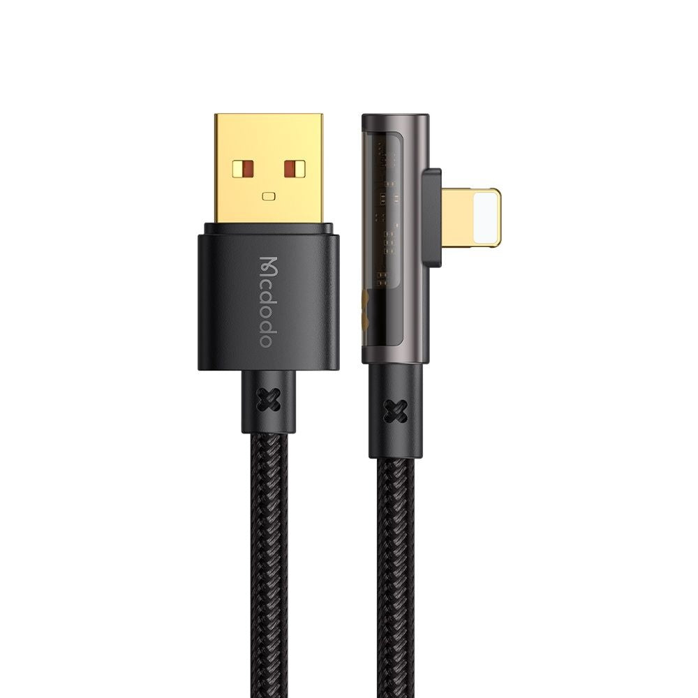 Data- og opladningskabel USB-A - Lightning McDodo CA-3510 Angled, 18W, 1.2m, Sort