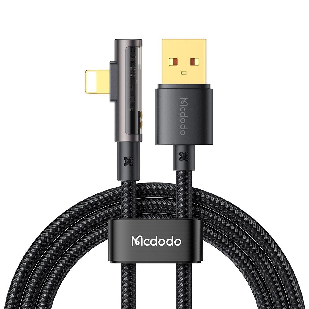 Data- og opladningskabel USB-A - Lightning McDodo CA-3510 Angled, 18W, 1.2m, Sort