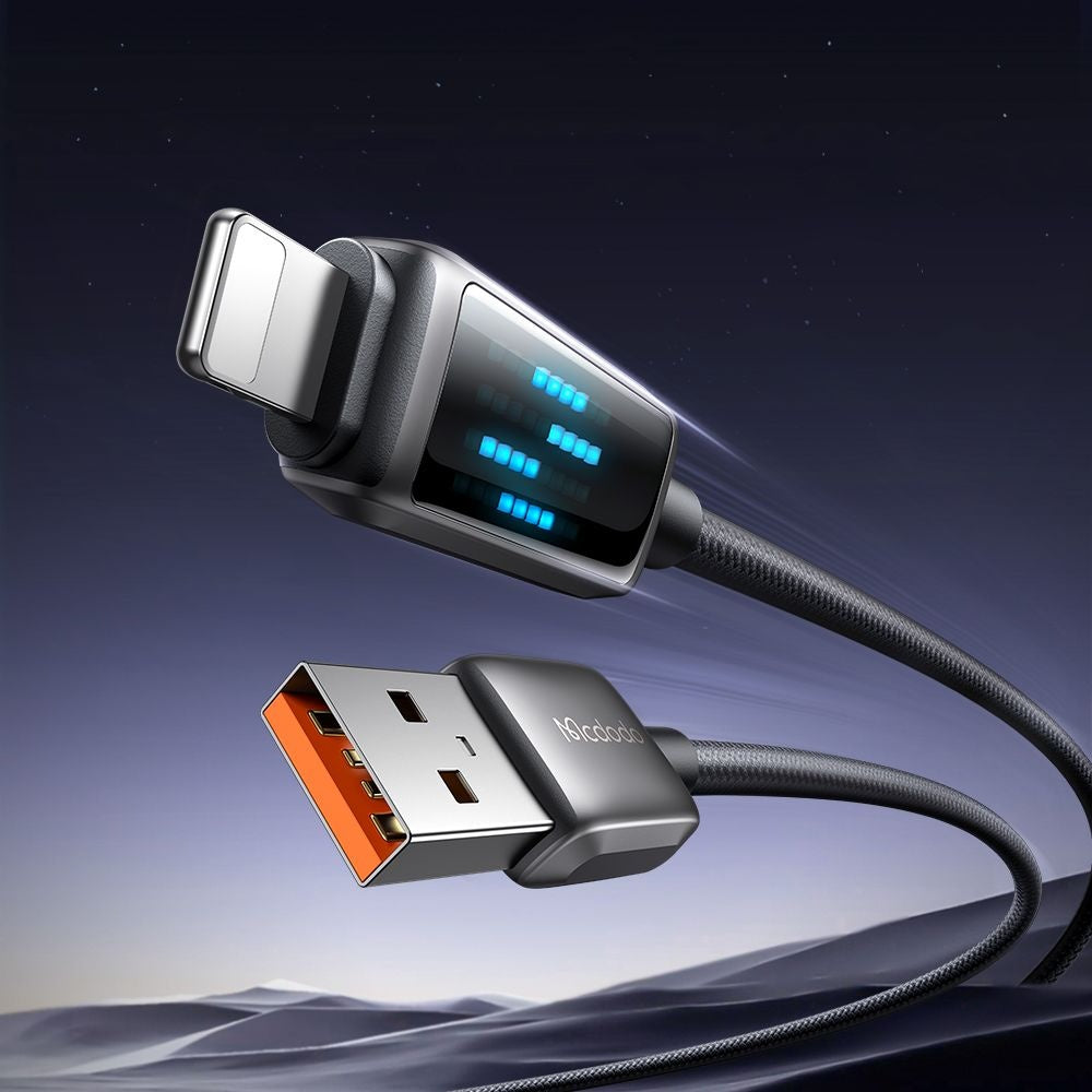 Data- og opladningskabel USB-A - Lightning McDodo CA-5250 Display, 18W, 1.2m, Sort