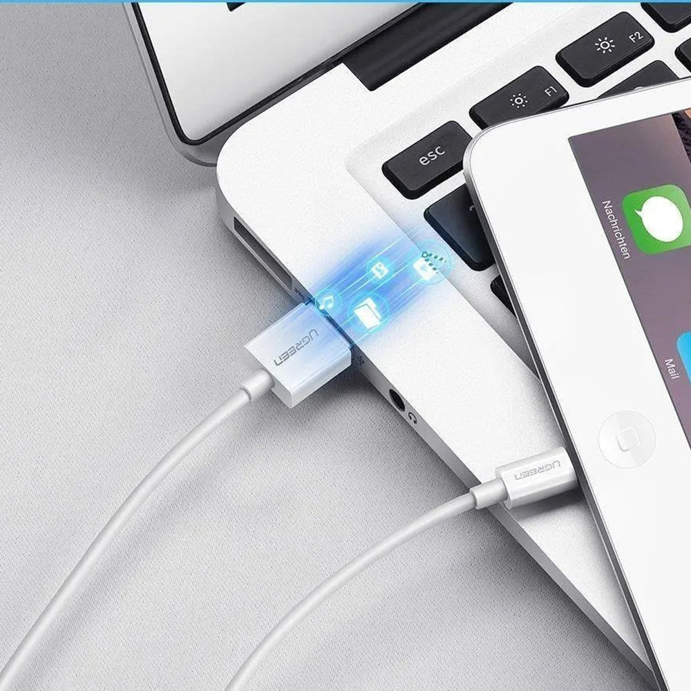 Data- og opladningskabel USB-A - Lightning UGREEN US155 (20730), 18W, 2m, Hvid