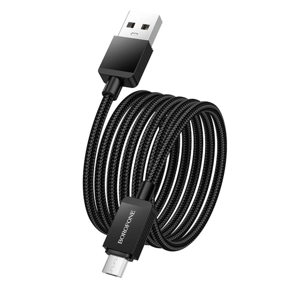 Data- og opladningskabel USB-A - microUSB Borofone BX120 Placer, 18W, 1m, Sort