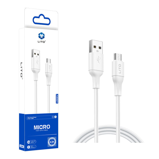 Data- og opladningskabel USB-A - microUSB Lito LD06V, 18W, 1m, Hvid