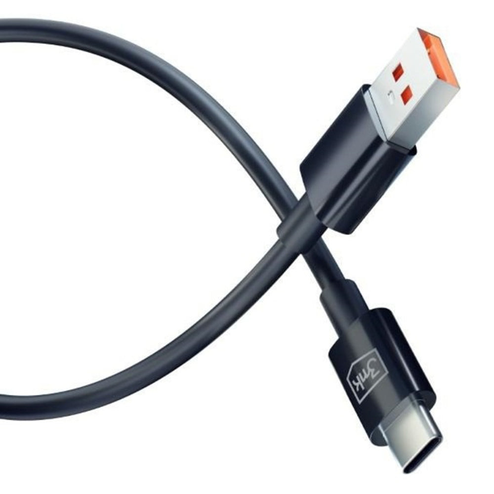 Data- og opladningskabel USB-A - USB-C 3MK Hyper, 18W, 1,2m, Sort