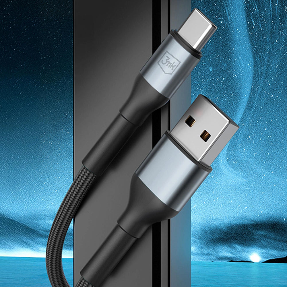 Data- og opladningskabel USB-A - USB-C 3MK Hyper N 18, 18W, 1m, Sort