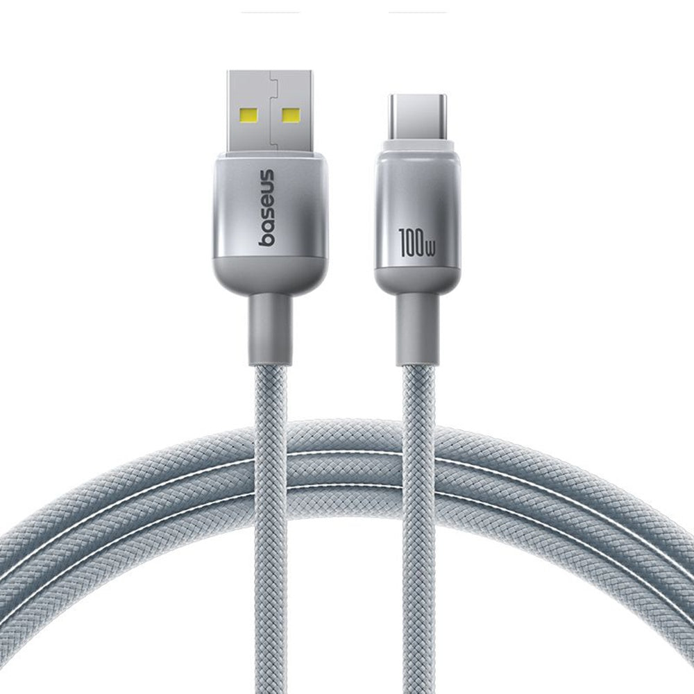 USB-A til USB-C data- og opladningskabel Baseus Discolor, 100W, 2m, Sølv E0420803