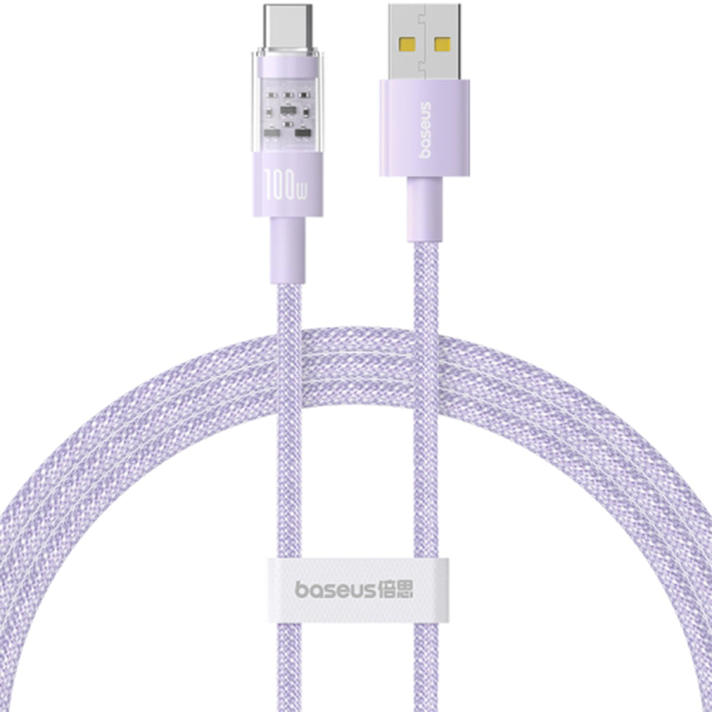 Data- og opladningskabel USB-A - USB-C Baseus Gem, 100W, 1m, Lilla P10373002511-00