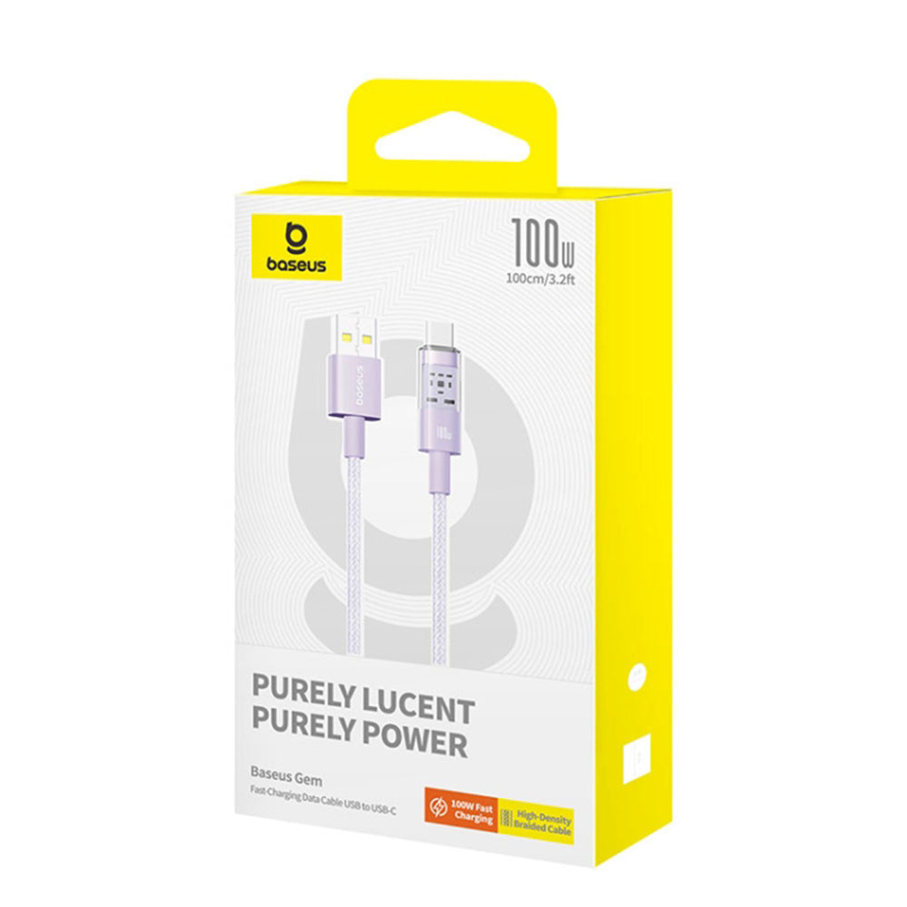Data- og opladningskabel USB-A - USB-C Baseus Gem, 100W, 1m, Lilla P10373002511-00