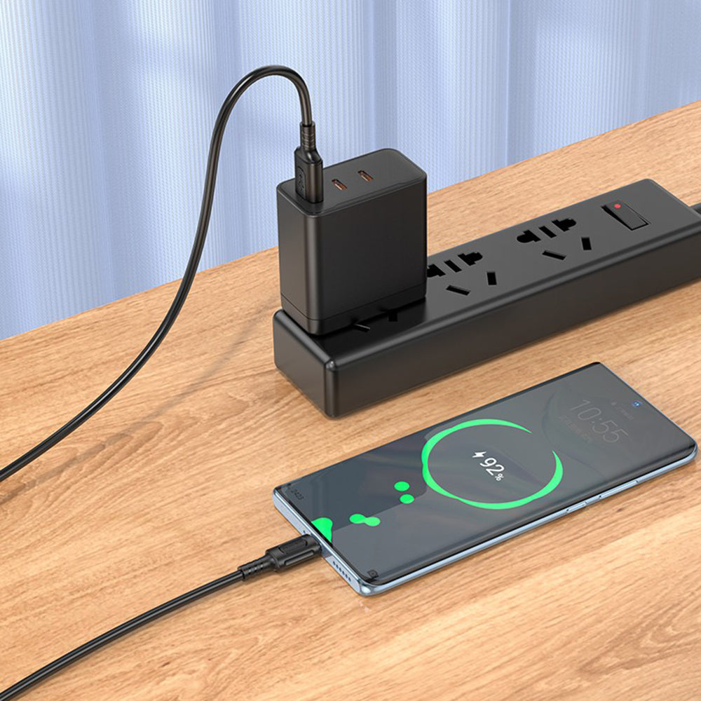 Data- og opladningskabel USB-A - USB-C Borofone BX111 Feliz, 20W, 1m, Sort