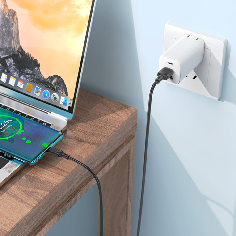 Data- og opladningskabel USB-A - USB-C Borofone BX113 Lenny, 18W, 2m, Sort