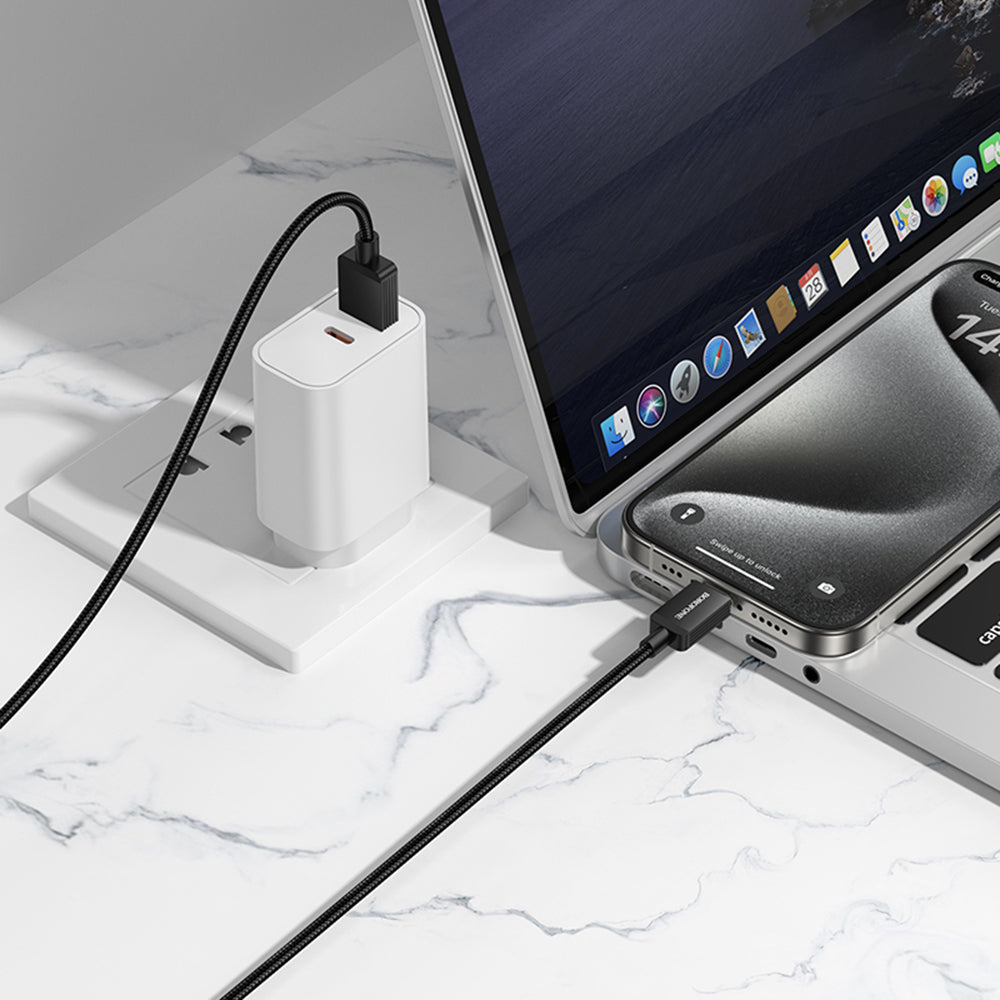 Data- og opladningskabel USB-A - USB-C Borofone BX120 Placer, 18W, 1m, Sort