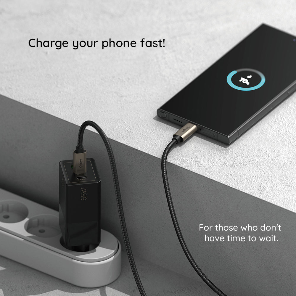 Data- og opladningskabel USB-A - USB-C Ringke, 60W, 2m, Sort