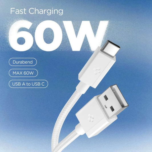 USB-A til USB-C data- og opladningskabel Spigen EB6015AC, 60W, 1,5 m, hvid ACA10413