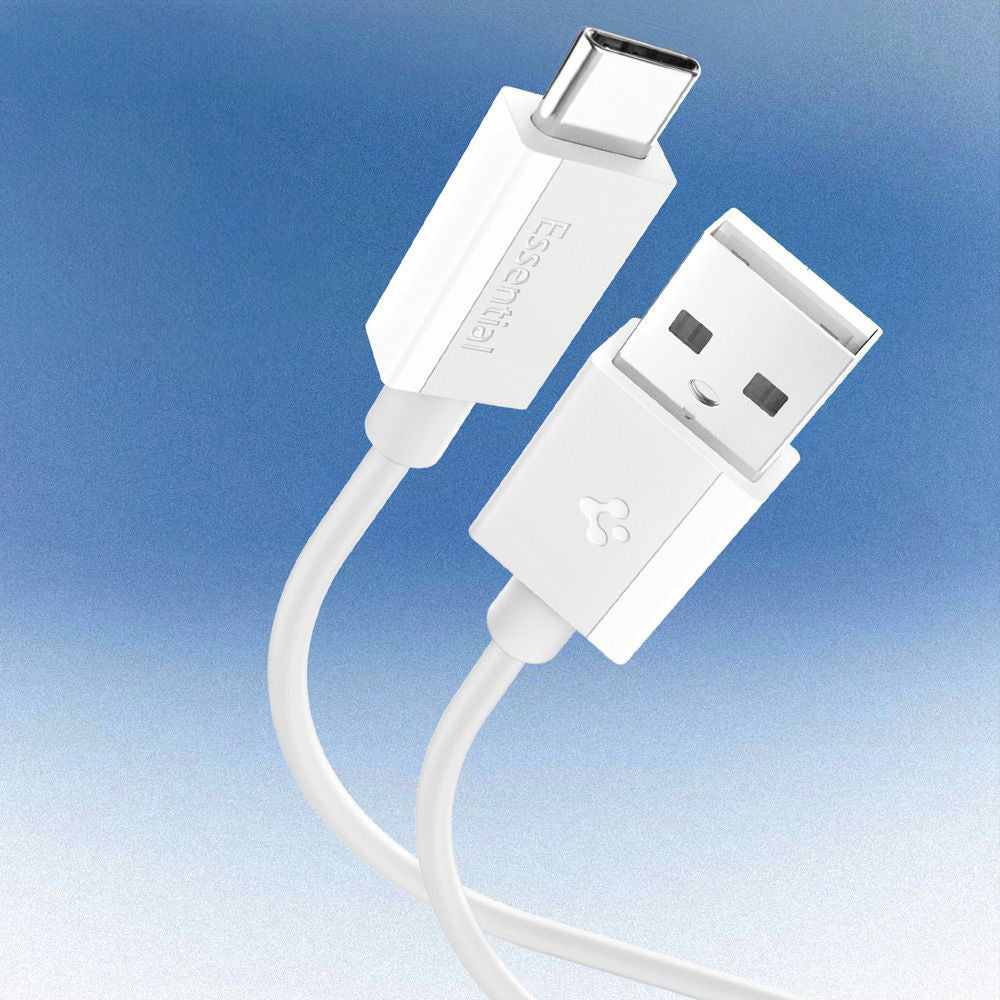 Data- og opladningskabel USB-A - USB-C Spigen Essential, 60W, 2m, Hvid ACA08716
