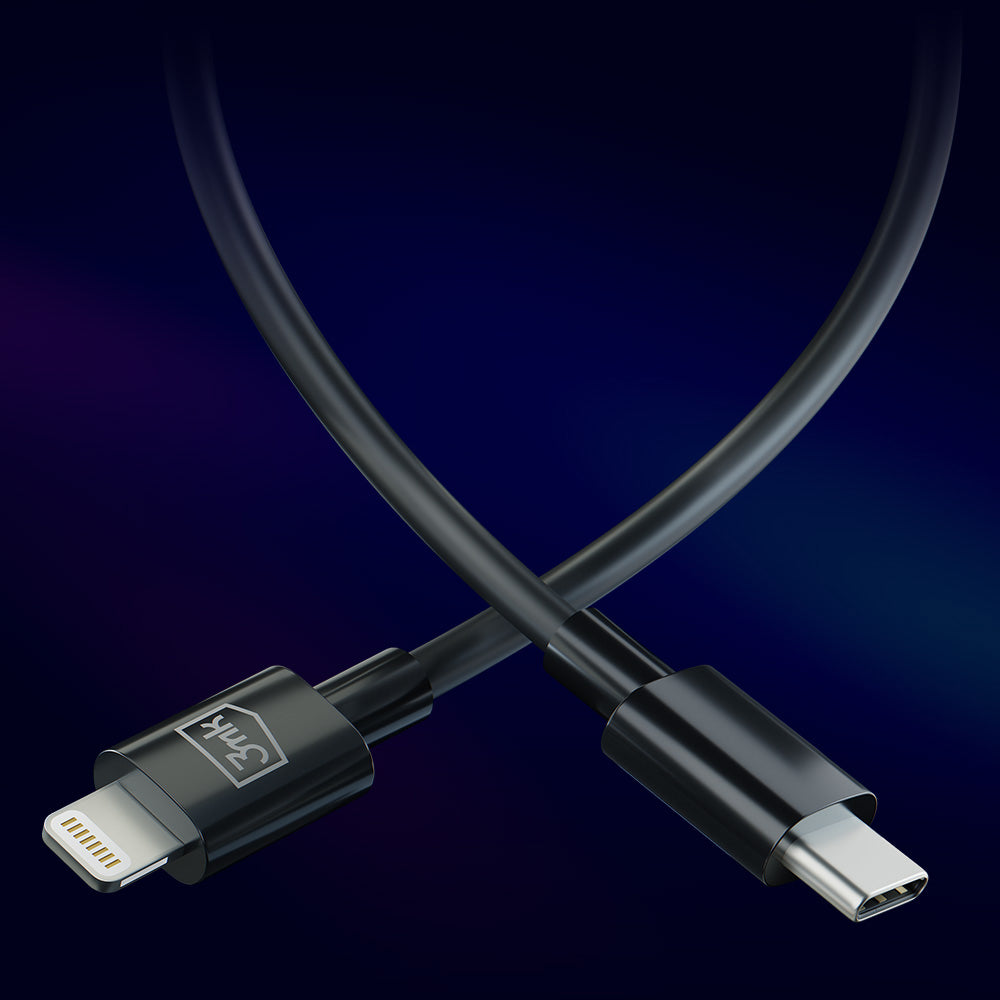 USB-C - Lightning Data- og Opladningskabel 3MK Hyper, 20W, 1,2m, Hvid