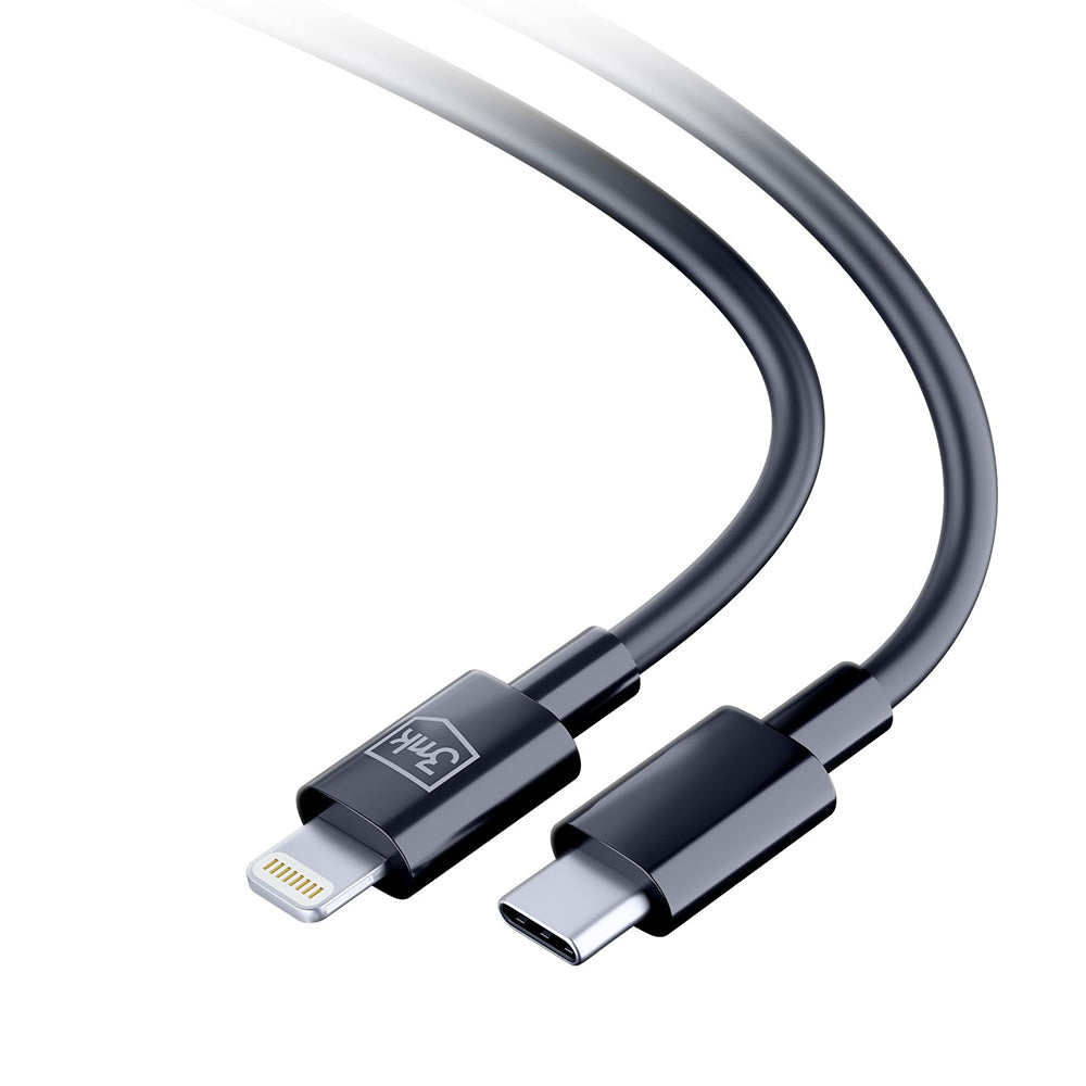 USB-C - Lightning Data- og Opladningskabel 3MK Hyper, 20W, 1,2m, Hvid