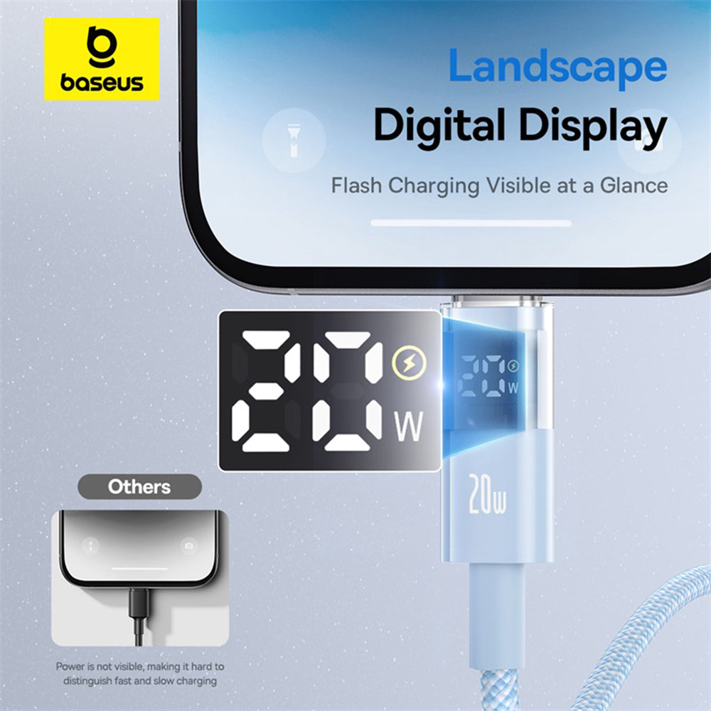 Data- og opladningskabel USB-C - Lightning Baseus Display 2, 20W, 2m, Blå P10382703311-01